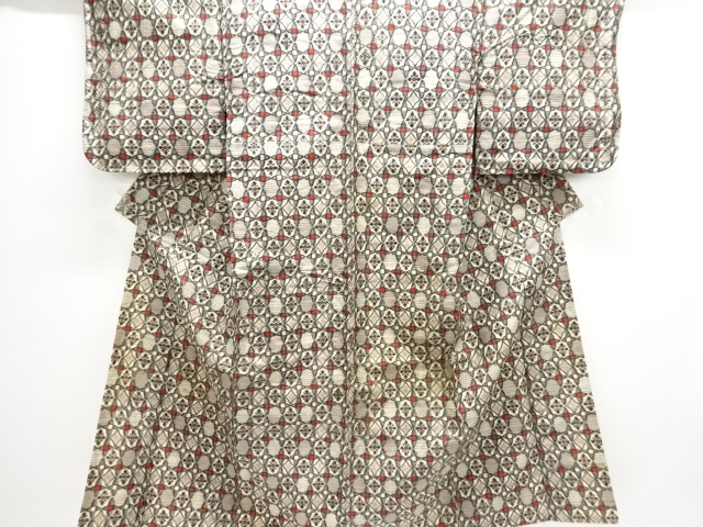 大正ロマン　抽象模様織り出し銘仙着物・道行コートアンサンブル